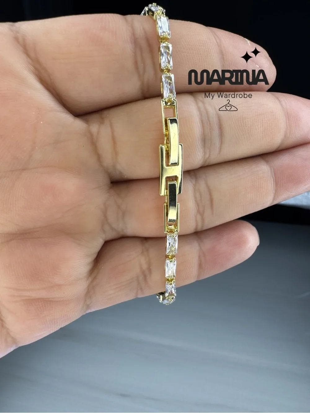 MARINA Gold Clear Baguette Crystal Bracelet